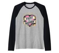 Fight Like a Warrior Strong Heart - Cita Motivacional Camiseta Manga Raglan