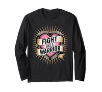 Fight Like a Warrior Strong Heart - Cita Motivacional Manga Larga