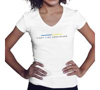 Fight Like Ukrainians Camisa Blanca de Cuello en V para Mujer Size XL