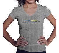 Fight Like Ukrainians Camisa gris de Cuello en V para mujer Size XXL