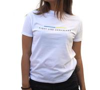 Fight Like Ukrainians Camiseta de Mujer Blanca Size S