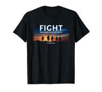 Fight The Good Fight of Faith 1 Timothy 6:12 Christian Verse Camiseta gráfica económica, Hombre, Negro, M