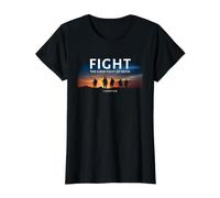 Fight The Good Fight of Faith 1 Timothy 6:12 Christian Verse Camiseta gráfica económica, Mujer, Negro, XS
