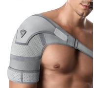 FIGHTECH Soporte de hombro para manguito rotador roto para hombres y mujeres, 4 tamaños, apoyo y alivio del dolor (gris, grande/XL)