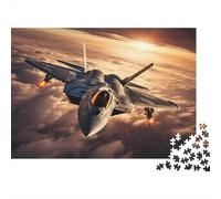 Fighter Jet Soaring-Military Aviation Artwork 1000 Piece for Adults & Kids Fighter Jet in Sunset Sky Fun Present & Activity for Home & Wall Decor 38x26cm/1000pcs