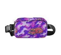 Fighters - Riñonera de gran capacidad con diseño de camión de bomberos rojo para mujeres, hombres y adolescentes, bolsa de cinturón de gran capacidad para entrenamiento, Fighters Red Fire Truck Purple