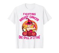 Fighting Breast Cancer One Spell At A Time Witches Wear Pink Camiseta gráfica económica, Hombre, Blanco, M