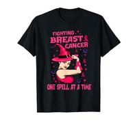 Fighting Breast Cancer One Spell At A Time Witches Wear Pink Camiseta gráfica económica, Hombre, Negro, XL