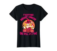 Fighting Breast Cancer One Spell At A Time Witches Wear Pink Camiseta gráfica económica, Mujer, Negro, S