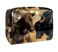 Fighting Bulls - Bolsa de cosméticos para mujer, neceser de viaje, grande, de PVC, organizador de maquillaje con cremallera, multicolor, 18.5x7.5x13cm/7.3x3x5.1in, Neceser