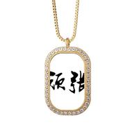 Fighting In Japanese Art Deco - Collar con colgante de diamantes de cristal dorado