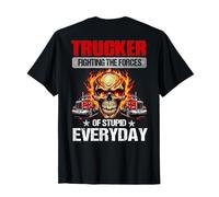 Fighting The Forces Trucker Apparel - Calavera Trucker (en la Parte Trasera) Camiseta