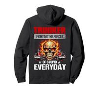 Fighting The Forces Trucker Apparel - Calavera Trucker (en la Parte Trasera) Sudadera con Capucha
