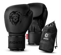 FIGHTR® Guantes de Boxeo de Piel auténtica para Hombres y Mujeres, para Boxeo, MMA, Muay Thai, Kickboxing y Artes Marciales, 10, 12, 14, 16 oz, Incluye Bolsa de Transporte