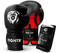 FIGHTR Guantes de Boxeo, Ideales para Estabilidad y Fuerza de Impacto, Guantes para Boxeo, MMA, Muay Thai, Kickboxing y Artes Marciales, Incluye Bolsa de Transporte (Negro/Rojo, 10 oz)