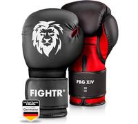 FIGHTR Guantes de Boxeo, Ideales para Estabilidad y Fuerza de Impacto, Guantes para Boxeo, MMA, Muay Thai, Kickboxing y Artes Marciales, Incluye Bolsa de Transporte (Negro/Rojo, 16 oz)