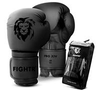 FIGHTR Guantes de Boxeo, Ideales para Estabilidad y Fuerza de Impacto, Guantes para Boxeo, MMA, Muay Thai, Kickboxing y Artes Marciales, Incluye Bolsa de Transporte (All Black, 08 oz)