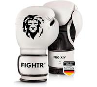 FIGHTR Guantes de Boxeo, Ideales para Estabilidad y Fuerza de Impacto, Guantes para Boxeo, MMA, Muay Thai, Kickboxing y Artes Marciales, Incluye Bolsa de Transporte (Blanco/Negro, 12 oz)