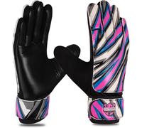 FIGHTSENSE Guantes de Portero de Fútbol para Niños,Jóvenes y NiñosPalma de Látex de 4mm,Transpirables,Antideslizantes,Doble Protección de Muñeca (Rosa, Talla 3 Adecuada para 5-6 años)