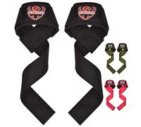 FIGHTSENSE Straps Gym-Correas de levantamiento para levantamiento de pesas,correas de muñeca de gimnasio para hombres y mujeres,correas acolchadas de neopreno (Negro)