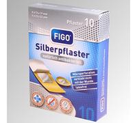 Figo 10 tiritas plateadas, 2 tamaños, sin látex, antibacterianas