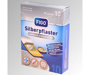 Figo 10 tiritas plateadas, 2 tamaños, sin látex, antibacterianas