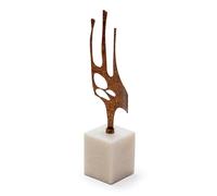 FIGURA 10X8X38 METAL DORADO/MARMOL BLANCO