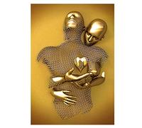 Figura abstracta de alambre de acero con figura de metal, pintura para colgar en pareja, arte moderno de pared para decoración del hogar, arte de pared con efecto 3D