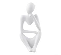 Figura abstracta de hombre pensante, estilo nórdico, decoración moderna del hogar, estatua de resina, escultura de mesa para decoración de estante de sala de estar (blanco B)