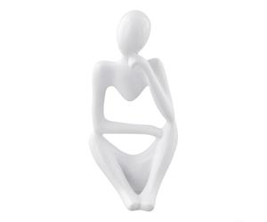 Figura abstracta de resina para decoración moderna del hogar, estatua creativa de pensamiento izquierdo y derecho, adorno de acabado dorado para sala de estar, estante de mesa (blanco B)