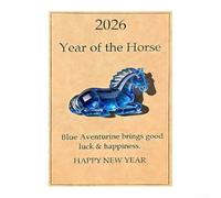 Figura acrílica Lucky Horse para 2026, enfatizando la adaptabilidad y la actitud de pensamiento hacia el futuro (estilo tarjeta azul)