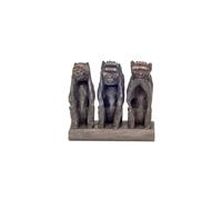 Figura africana «Tres Monos» en un posavasos - Artesanía de madera Mwenge, Cheja, Malawi (símbolo de la esposa perfecta)