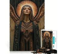 Figura angelical en luz Dorada,Rompecabezas de 1000 Piezas,Juguete de construcción Focus,Ajuste Huecos,Actividad gratificante para días lluviosos (38x26cm)