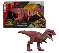 Mattel Jurassic World: El Renacer, Rugido salvaje Aucasaurio Juguete de dinosaurio, aucasaurio con ataque de mordisco en múltiples direcciones y sonido, controlados con la cola, juego digital, JGB88