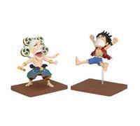 Figura banpresto one piece world collectable figure log stories luffy y enel 8cm