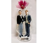 Figura Boda Gay Tarta Chichos Novios decorada y GRABADA con nombres y fecha para Pastel o Regalo
