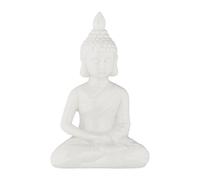 Figura buda sentado Figura cerámica Decoración zen Escultura de jardín blanca