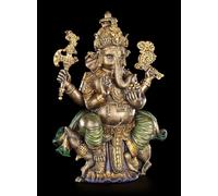 Figura Buddha Ganesha Bronce Cabalga De Rata - Estatua Hindu Elefantes Dios