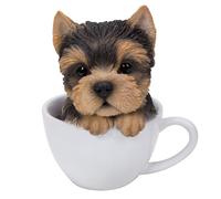 Figura coleccionable de cachorro adorable de Pacific Giftware, en forma de taza de t , de Pet Pals, de 5,75 pulgadas (yorkie)