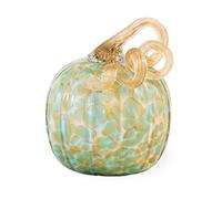 Figura coleccionable de calabaza pequeña con diseño de tono dorado verde, 5 x 4.75 pulgadas