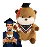 Figura coleccionable de peluche con sombrero de graduación y diploma