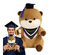 Figura coleccionable de peluche con sombrero de graduación y diploma | Juguetes de peluche para el hogar, dormitorio, residencia de estudiantes, preescolar, guardería, gimnasio