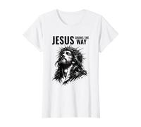 Figura coronada Inspirada en la fe Jesucristo Camiseta gráfica económica, Mujer, Blanco, XS