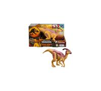 Figura de acci n de dinosaurio Mattel Jurassic World Wild Roar Parasaurolophus con columna vertebral brillante, luces reveladoras y sonido de rug
