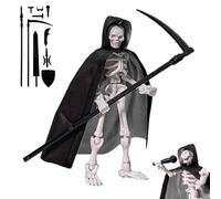 Figura de acción de esqueleto, juguete de esqueleto móvil con múltiples articulaciones, con capa y armas, figura de acción de plástico para coleccionistas, decoraciones de escritorio, 5.1, T13