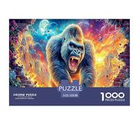 Figura de acción de Gorila rugiente en Llamas (1000 Piezas) para Adultos y niños. Regalo Divertido y Actividad para decoración del hogar y la Pared. 52 x 38 cm (1000 Piezas).