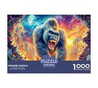 Figura de acción de Gorilla Rampage (1000 Piezas): Gorila rugiente en Llamas para Adultos y niños, hogar, 38 x 26 cm (1000 Piezas)