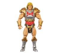Masters of the Universe Masterverse He-Man Flying Fists Figura de acción, juguete de 17,8cm de New Eternia de MOTU con arma giratoria y escudo, 30 articulaciones, JBP75