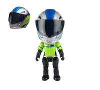 Figura de acción motorista casco desmontable - Mini estatua colección realista de resina decoración de oficina, diseño moderno, modelo en miniatura, estantería, articulado para moto | Para