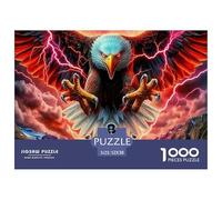 Figura de águila de 1000 Piezas para Adultos y niños: águila con Motocicleta bajo un Rayo, Regalo Divertido y Actividad para decoración del hogar y la Pared, 52 x 38 cm (1000 Piezas)